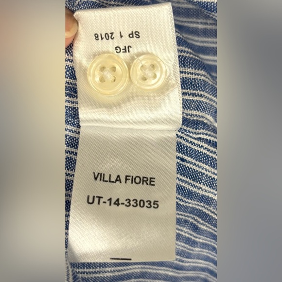 NEW Untuckit‎ Villa Fiore 100% Linen Long Sleeve Button Up Classic 0 Blue 0998 - Picture 7 of 8